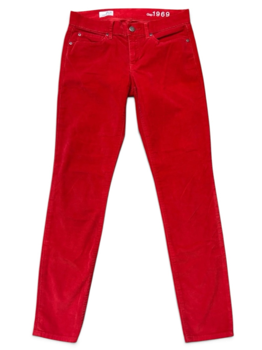 Gap Red Corduroy Skinny Pants Size 26 Mid Rise Stretch Legging Jeans